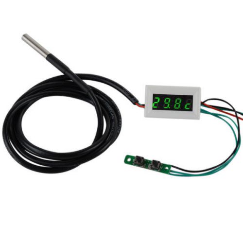 Green LED 3 wire Digital Time Temperature Voltmeter Panel f/Car Motorcycle