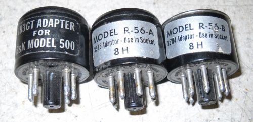 Three B&amp;K tube tester adapters R-56A, R-56B, 1B3GT