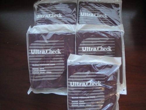 Lot of 5  ULTRA CHECK BLOOD PRESSURE CUFFS LARGE ADULT #3242 FACTORY SEALED