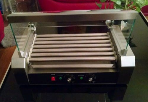 New 18 Hot Dog Hotdog 7 Roller Grill Cooker Commercial Grilling Machine W/ cover