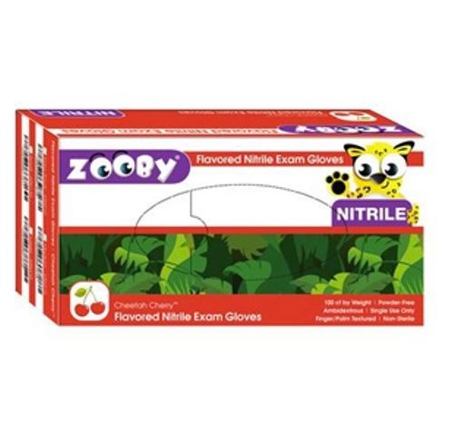 Nitrile Zooby Cheetah Cherry Flavored Powder Free Exam Gloves 100/box Nitrile