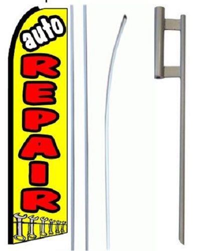 Auto Repair Yellow  King Size  Swooper Flag Sign  W/Complete Set