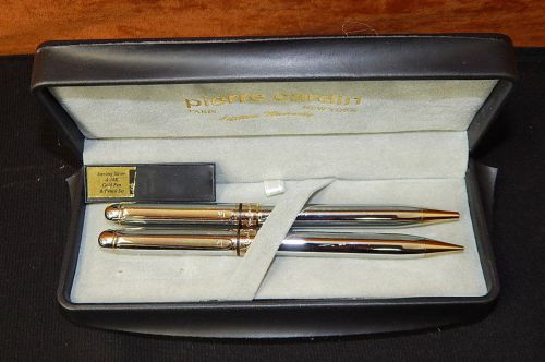 Pierre cardin sterling silver and 18k gold pen and pencil set for sale