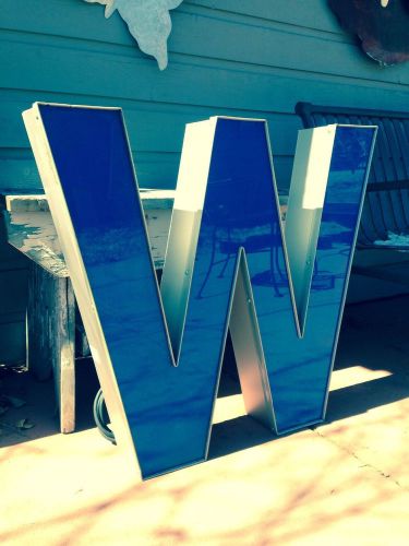 Large Blue LED CHannel Letter W Sign/Wall Art