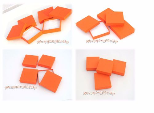 10 Pack -3.5” x 3.5” x 1” Orange Calypso, Cotton Filled, Jewelry / Gift Boxes
