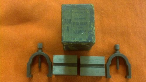 Machinist Brown Sharpe Lathe Mill V Blocks-Clamps Rare #32 Original Box-750A