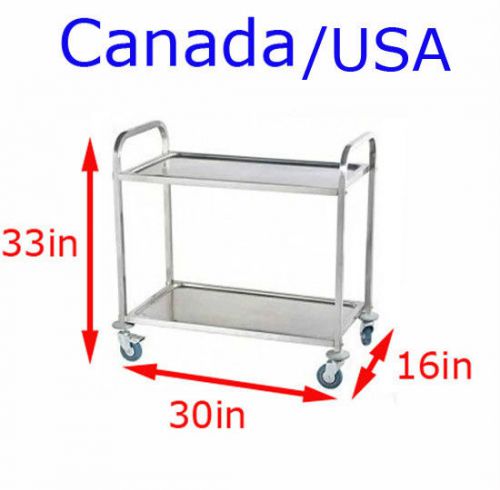 Commercial 2-shelf stainless steel kitchen restaurant utility cart with casters for sale
