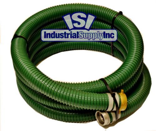 3&#034; x 20&#039; HD Green Very Flexible Trash Pump Water Suction Hose w/Pinlug Pipe