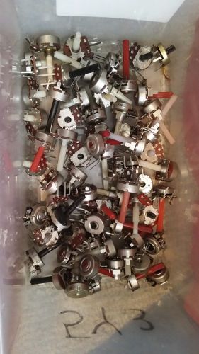 66 Misc. Value Potentiometers Mostly Board Mount Color Coded Shafts 