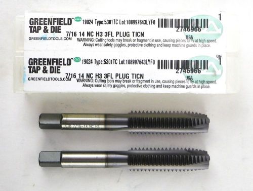 Greenfield 19024 7/16-14 nc h3 3 flute hss plug spiral point tap qty 2 usa j14 for sale
