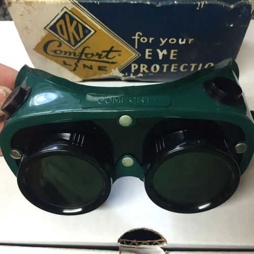 Vintage oki safety welding goggles comfort line new in box dark lens glasses for sale
