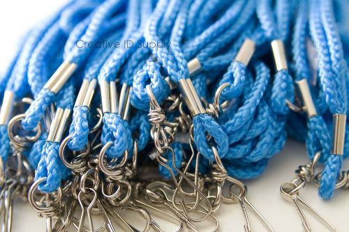 Wholesale 100 pcs baby blue rope round id neck lanyards swivel j hook heavy duty for sale