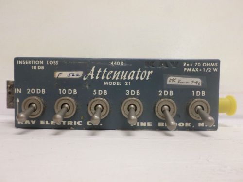 Kay Electric -Attenuator - 440B - Model 21 Insertion Loss 10dB 70 Ohms PMAX=1/2w