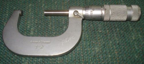 BROWN AND SHARPE 1 TO 2 INCH TENTHS MICROMETER .0001 GRADS W/ CARBIDE FACES