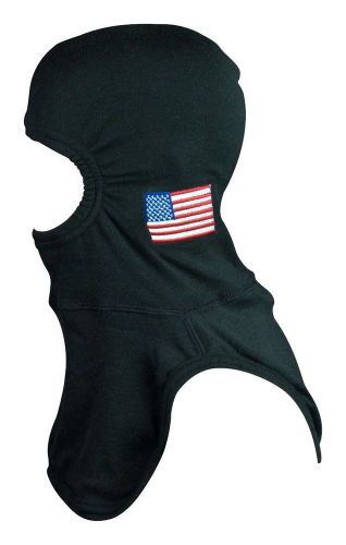 MAJESTIC FIRE APPAREL BLACK FIREFIGHTER EMBROIDERED HOOD AMERICAN FLAG