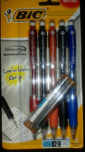 bic pencil velocity mechanical pencils #2 .5 mm 5 pcs leads comfort grip