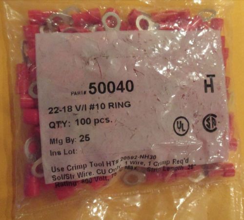 100 NEW - 22-18 #10 RING V/I 50040  Electrical Connector Terminal
