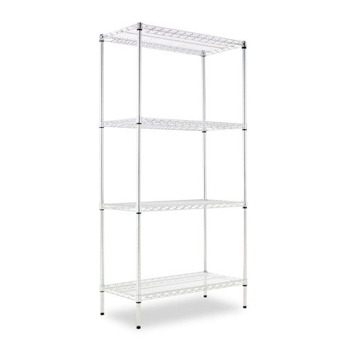 Wire Shelving Unit, 36 x 18&#034;, 4 Shelves - Silver, shelf, shelves, AB953288