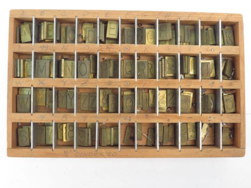 VTG Letterpress Alphabet 1/2&#034; Number Brass Engraving Plate Set Printing Block
