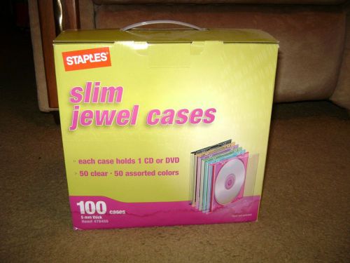 Staples 100 dvd/cd slim jewel cases...new for sale