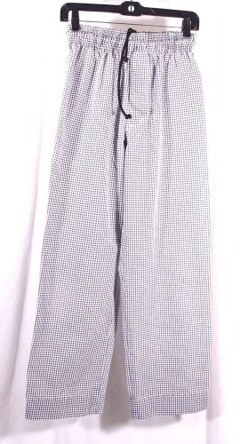 New Chef Size S Checkered Chef Pants Poly Cotton Blend Made in USA Elastic Waist
