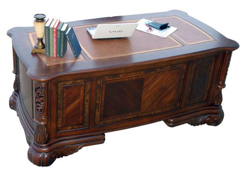 Large ornate executive office double pedestal desk - fully assembled for sale