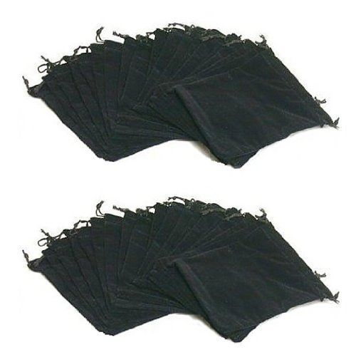 1 x pack of 25 large 7&#034; x 5&#034; pouches - elegant black velvet drawstring jewelry for sale