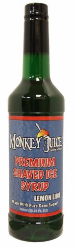 Lemon Lime Snow Cone Syrup - Made with PURE CANE SUGAR - Monkey Juice Brand
