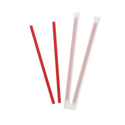 CiboWares 7.75&#034; Individually Wrapped Giant Red Straws, Package of 300, ST72197W