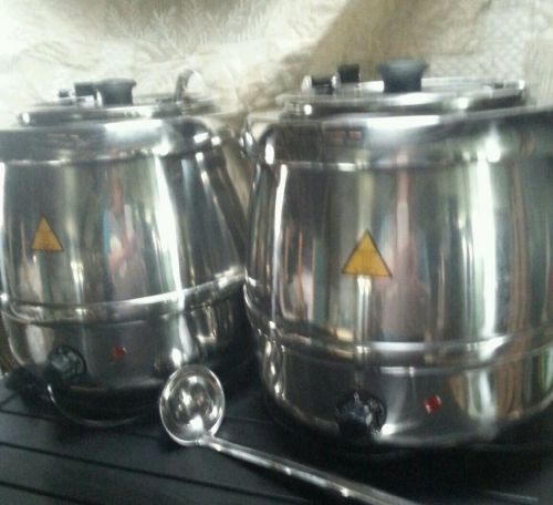 2 restaurant style stainless steel soup warmers commercial