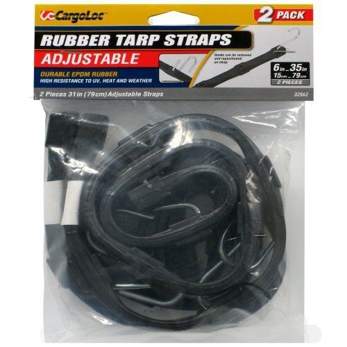Cargoloc 32562 rubber adjustable tarp straps with steel hooks, 31-inch, 2-piece for sale