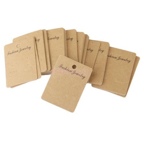 Lot 100 kraft paper earring ear studs brooch jewelry hang tag label cards holder for sale
