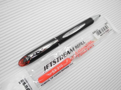 (1 pen +1 refill) Uni-Ball Jetstream SX-210 medium ball ballpoint pen Red