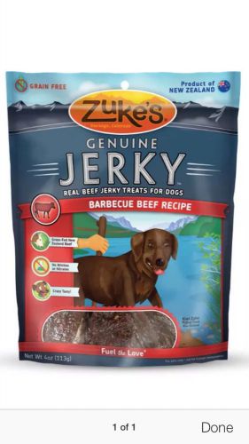 Zukes Genuine Barbecue Beef Jerky Treats for Dog, 4 Ounce