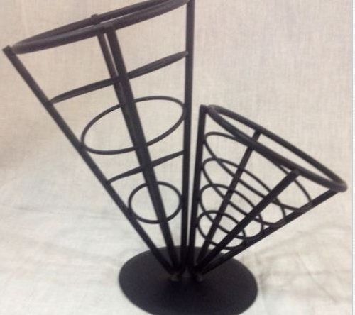 American metalcraft  (fcb22)  wrought iron 2-cone conical bread basket for sale