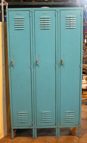 Lot of 3 industrial metal blue locker 5ft for sale