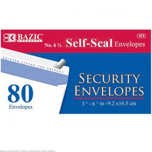 BAZIC #6 3/4 Self Seal Security Envelope 24 Packs of 80 573-24