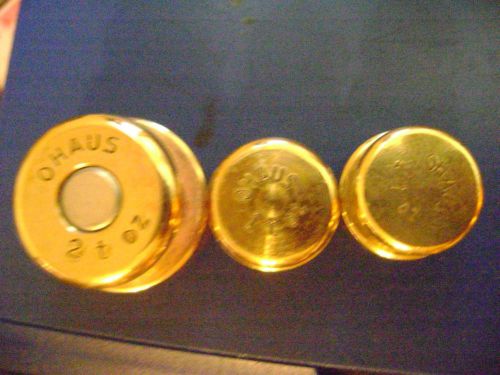 LOT OF 3 VINTAGE OHAUS BRASS WEIGHTS
