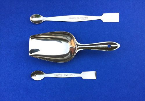 KAYCO Spoon Type SPATULA X 2 with SCOOP STAINLESS STEEL- Medical/General Lab Aid