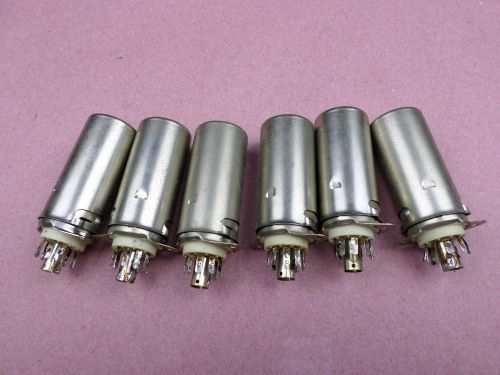 (Qty 6) 9-pin ceramic tube sockets with shields