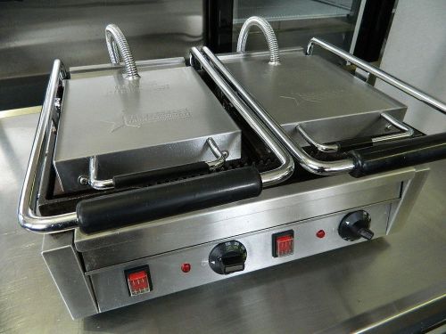 Omcan pa10176 19937 sandwich grill panini double 10&#034; x 18&#034; grooved top &amp; bottom for sale