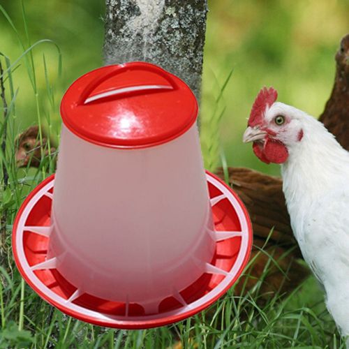 1.5kg red plastic feeder baby chicken chicks hen poultry feeder lid &amp; handle for sale