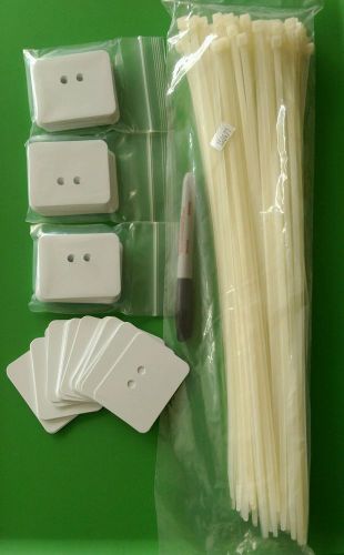 (100/PACK) 15-Inch Cable Ties w/100 Plastic I.D tags &amp; Marker