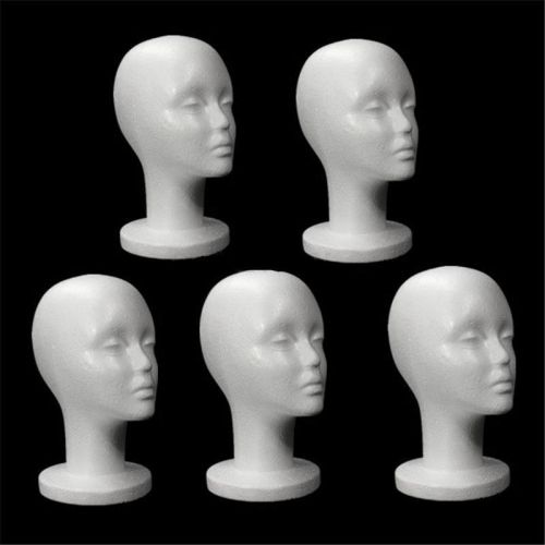 5PCS Female Styrofoam Mannequin Manikin Head Model Foam Wig Hair Glasses Display