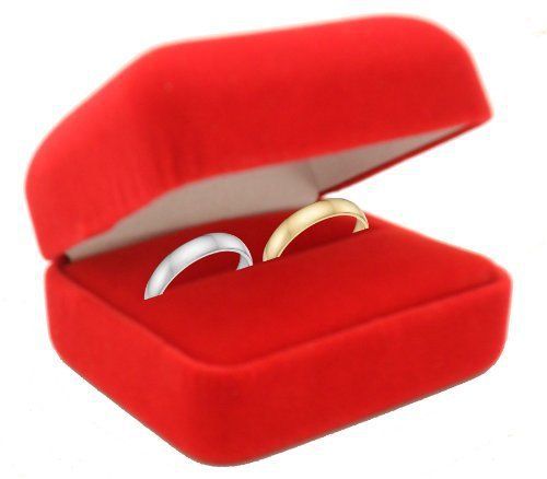 Velvet Double Ring Box Great for His/Her Sets Red