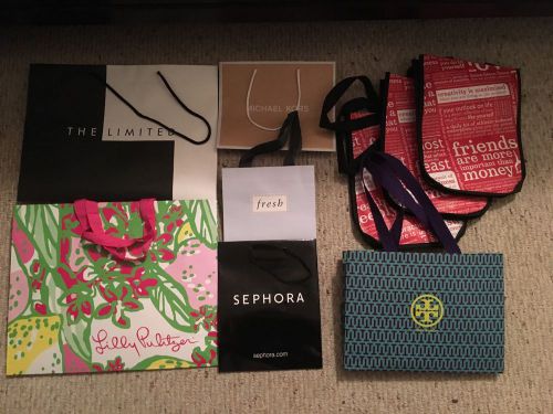 Lot of 9 Medium &amp; Small Size Designer Shopping Bags in Great Condition