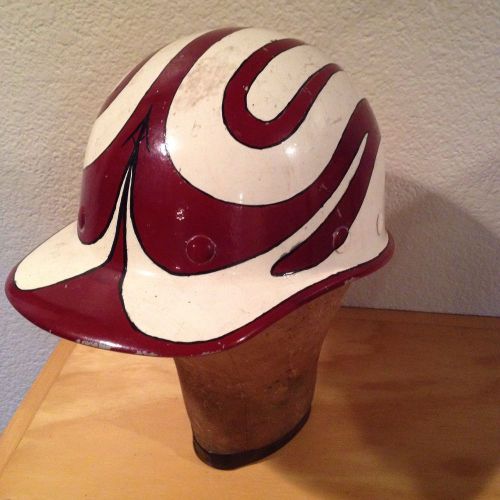 Vintage Fiberglass Hard Hat Hand Painted Decorated SUPERGLAS FibreMetal U.S.A.