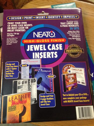 Fellowes  NEATO Jewel Case Matte Inserts Set- NEW tray liners &amp; 4 page booklets