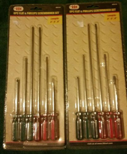 Flat &amp; phillips screwdriver set - 3&#034;, 5&#034; &amp; 8&#034; - 6 piece set of 2 for sale