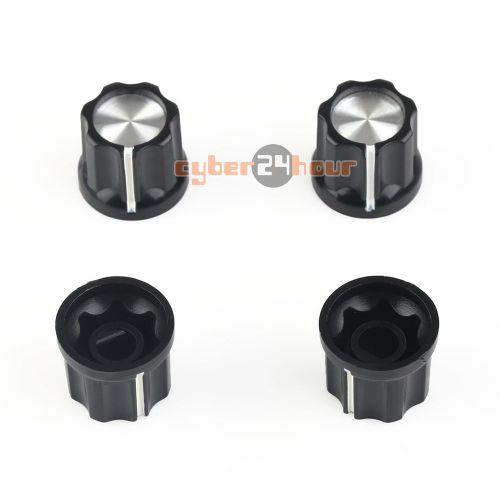 4 pcs black volume tone control rotary knobs for 6mm knurled shaft potentiometer for sale